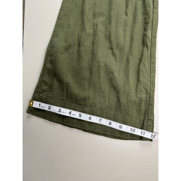 URBAN OUTFITTERS Wide Leg Linen Jumpsuit S Olive Green Tie Back Vest Fit Boho - Picture 7 of 16